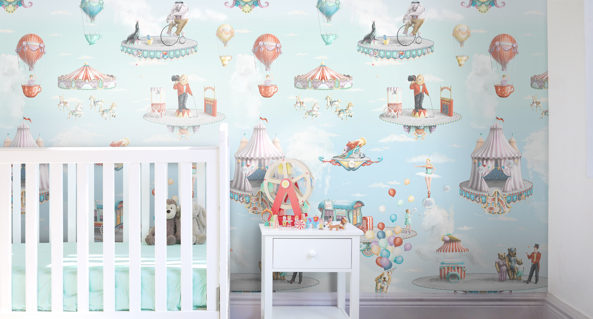 Kids Circus Wallpaper Wall mural for nursery or bedroom