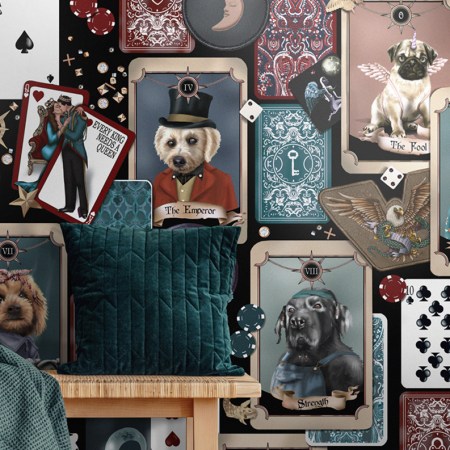 Pooch Portrait Poker Quirky Custom Wallpaper by Will o The Wisp Wallpaper and Wall Murals