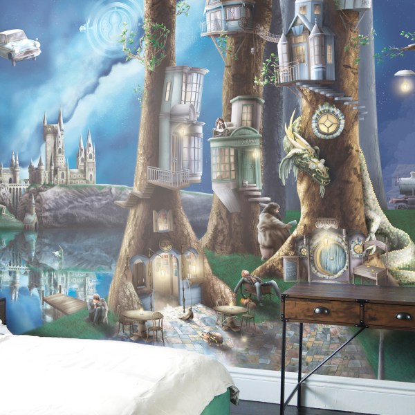 Enchanted Witches and Wizards Forest Custom Wall Mural Wallpaper by Will o' The Wisp