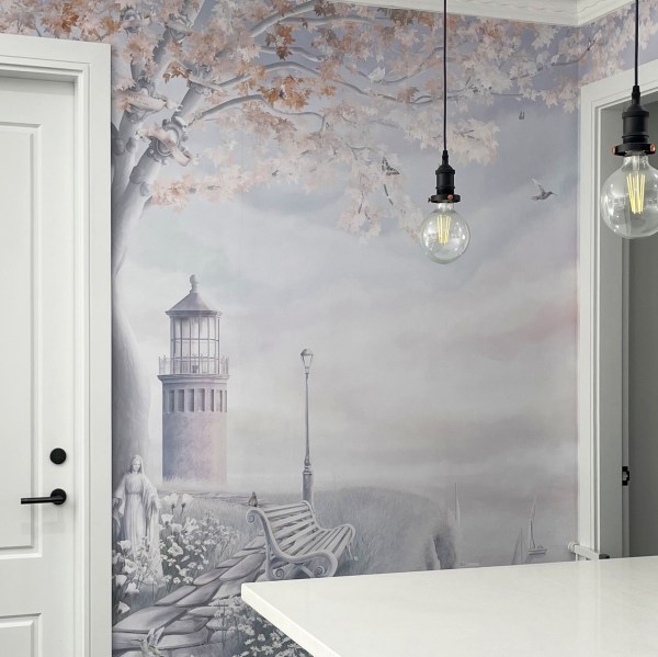 Family Tree At The Harbour Cafe Custom Wall Mural Wallpaper by Will o The Wisp