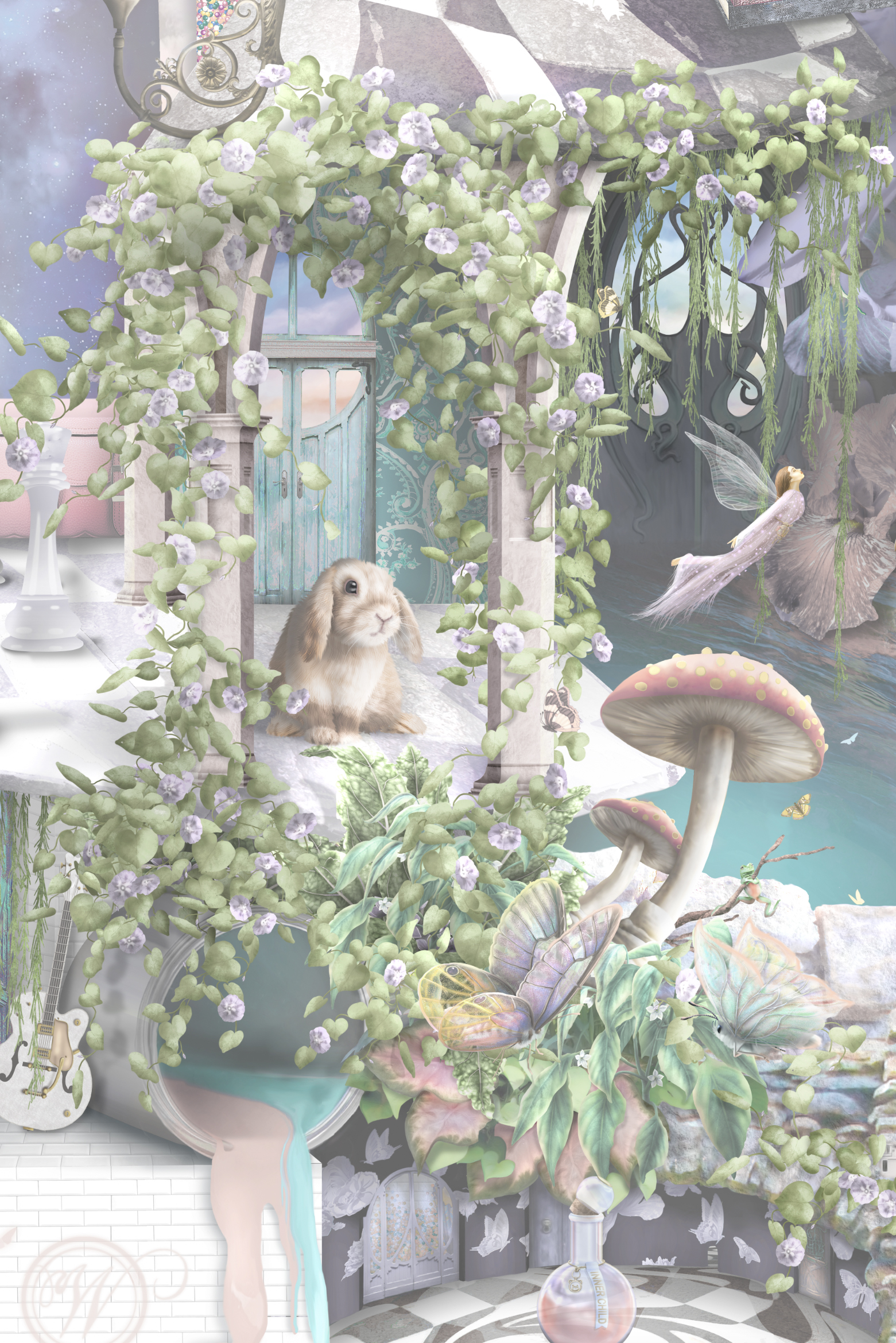 Whimsical Woodland - girls mermaid and fairy tale wallpaper mural