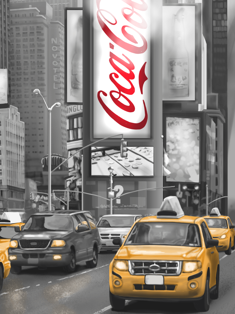 Yellow taxi cab New York coca cola Wall mural wallpaper