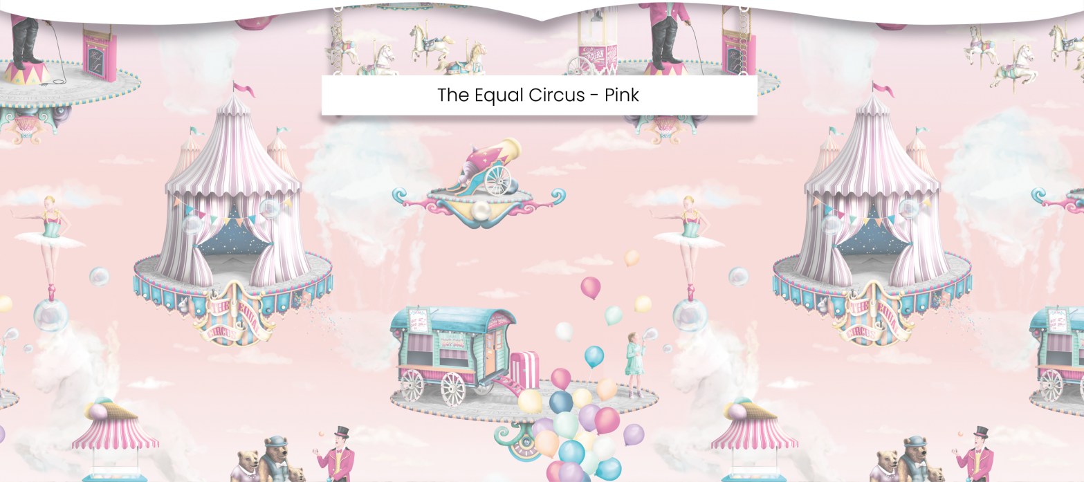 Girls Pink Circus Wallpaper - The Equal Circus - Pink