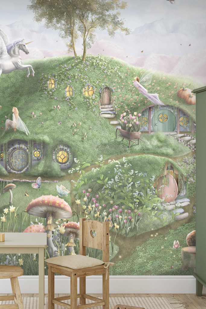 beautiful Girls Nursery Bedroom wallpaper wall mural australia Fairies and unicorns