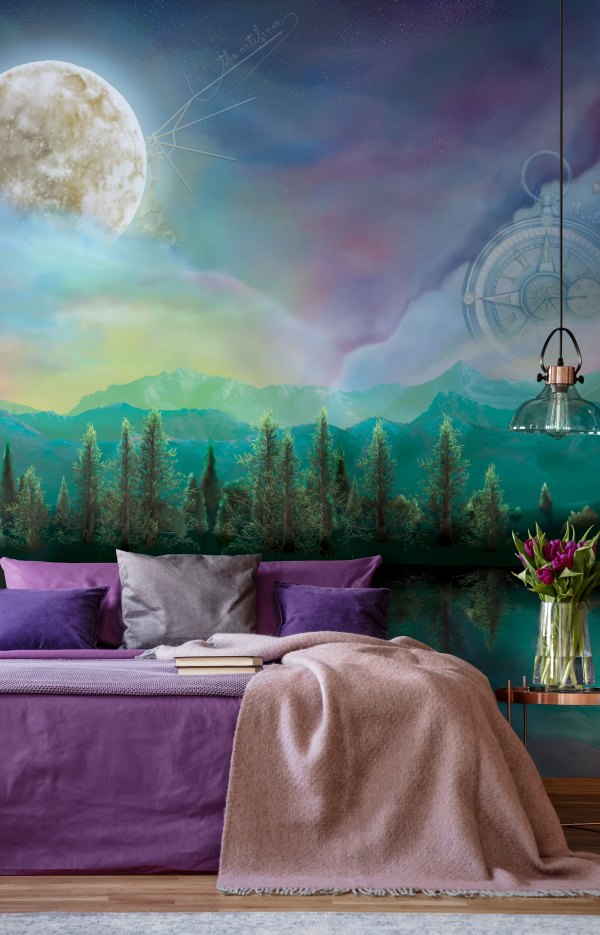 moon sky night luxury designer wallpaper wall mural