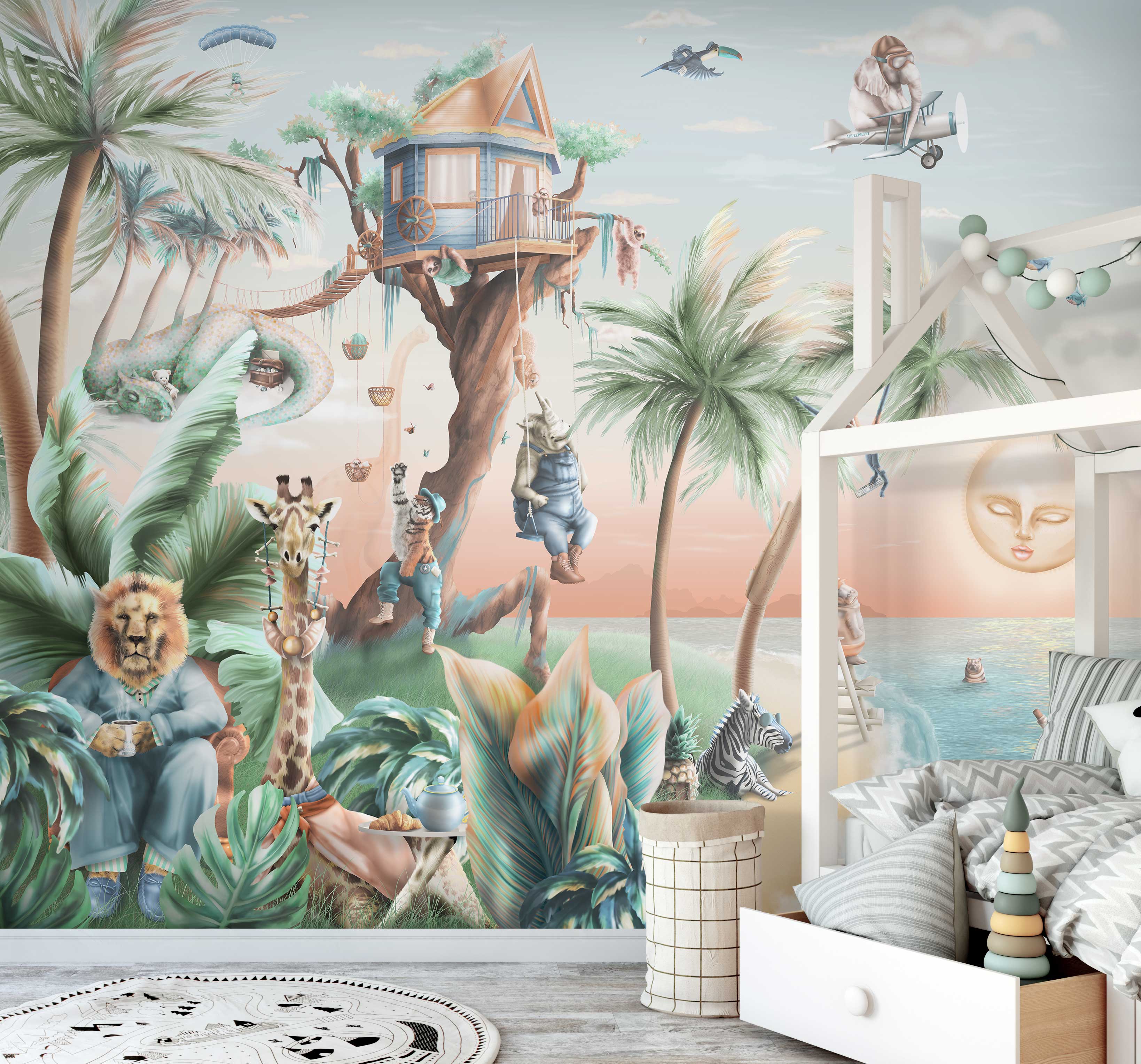 Jungle Dreams - Tropical animals kids wall mural wallpaper -
