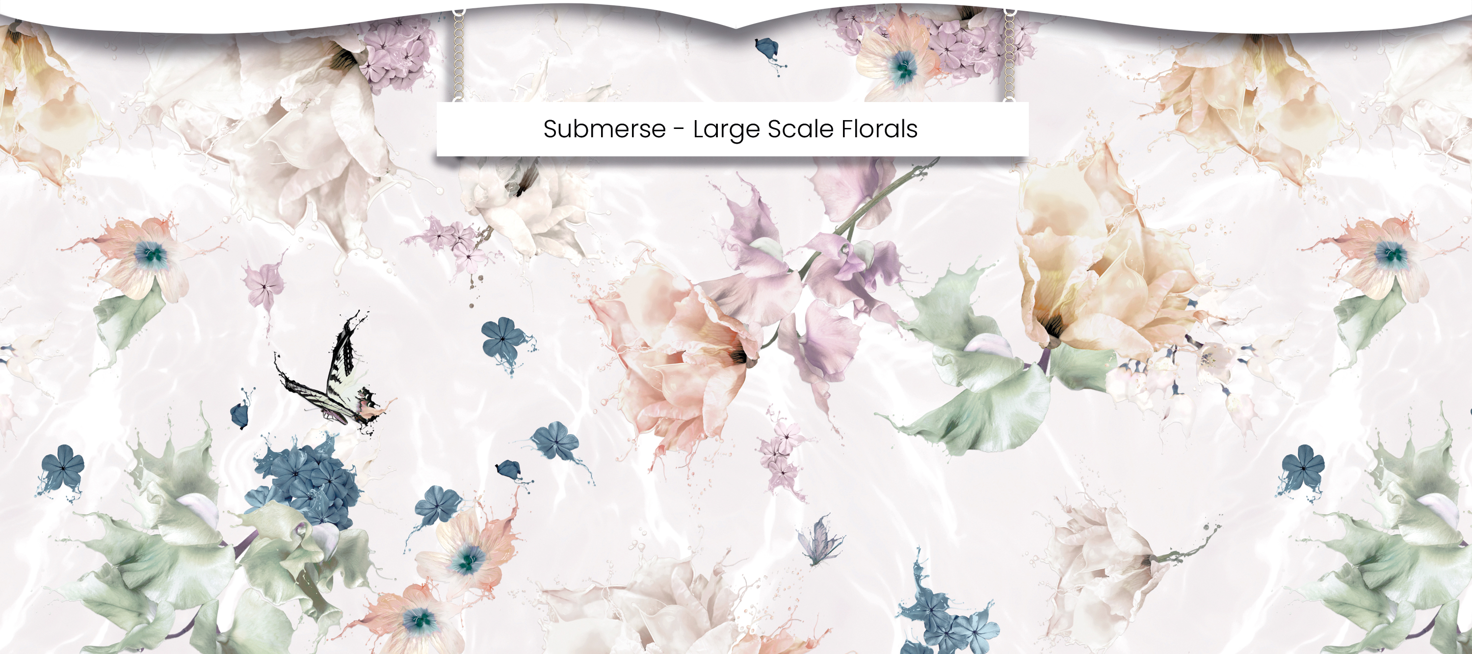 Large Scale Floral wallpaper butterflies