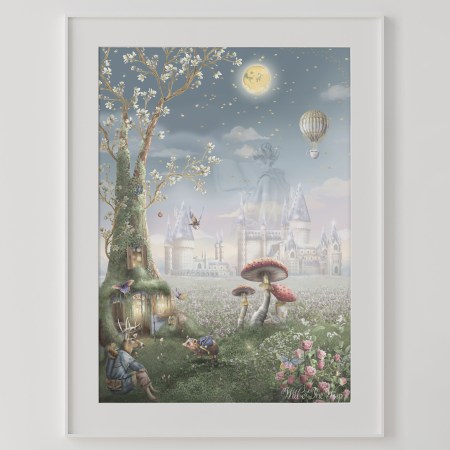 Girls poster beautiful fairytale A1 A2 poster. Castle bedroom print artwork