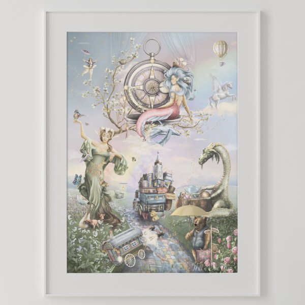 beautiful Girls bedroom poster A1 A2. fairytale characters nursery print