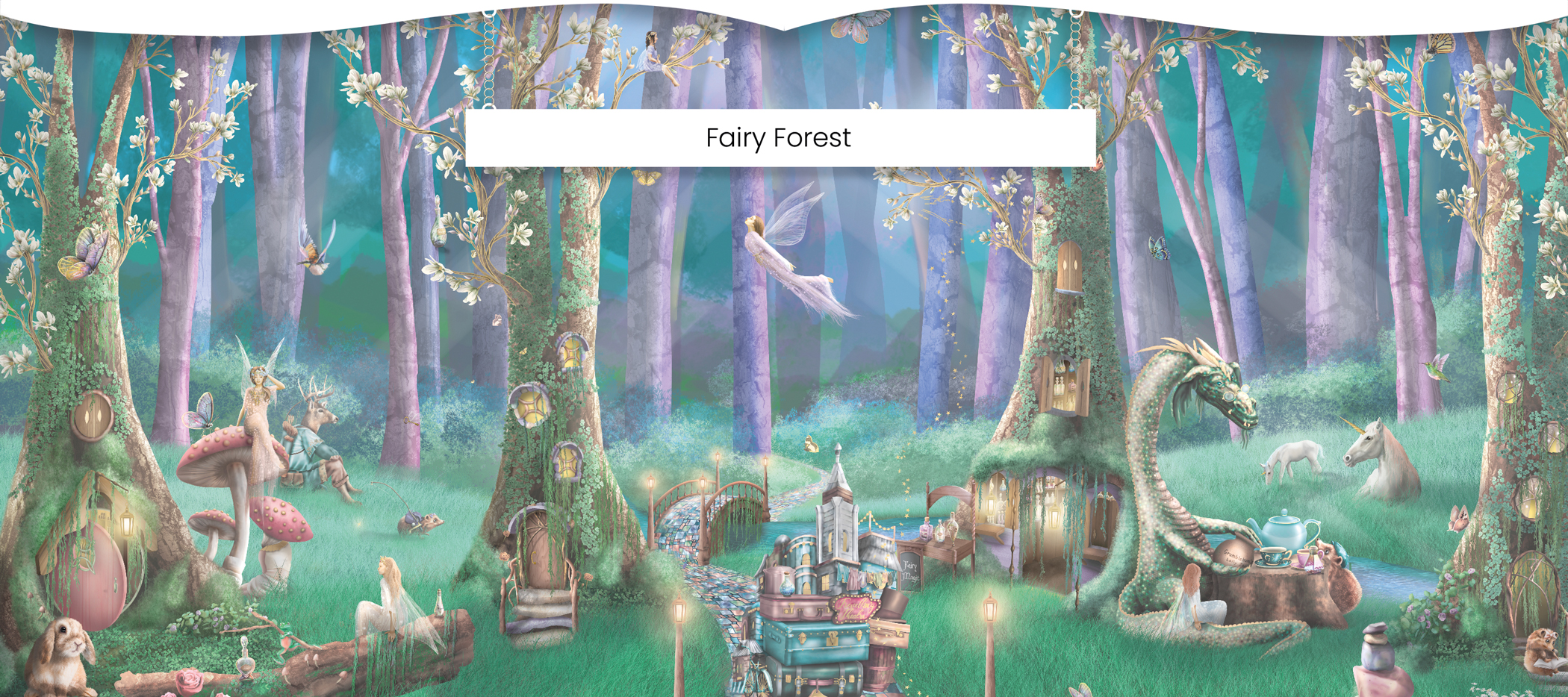 Fairytale wallpaper kids wall mural fairy forest