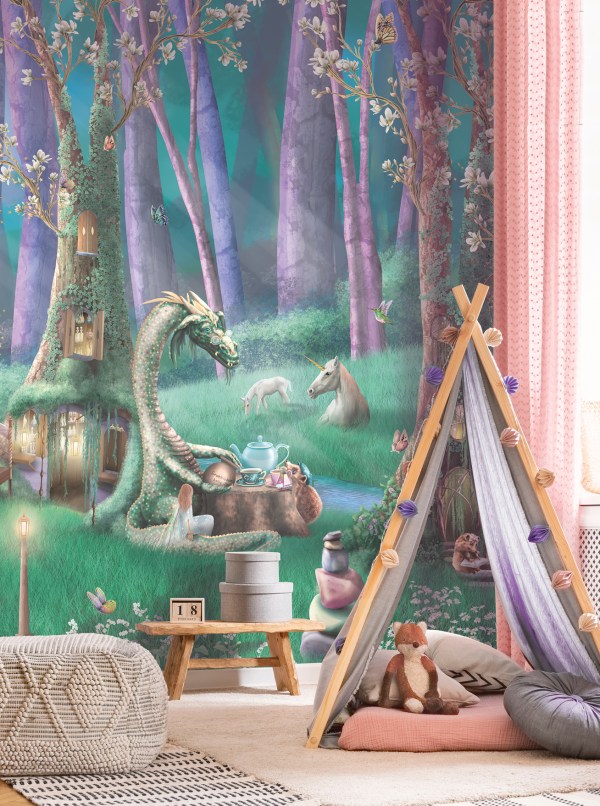 kids enchanted fairy forest trees rain forest wallpaper wall mural