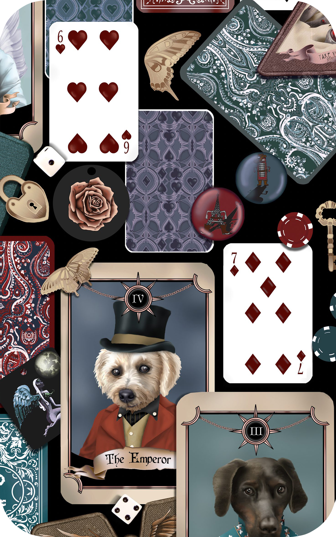 pooch portrait dog poker game quirky funky conversational wallpaper wacky 
