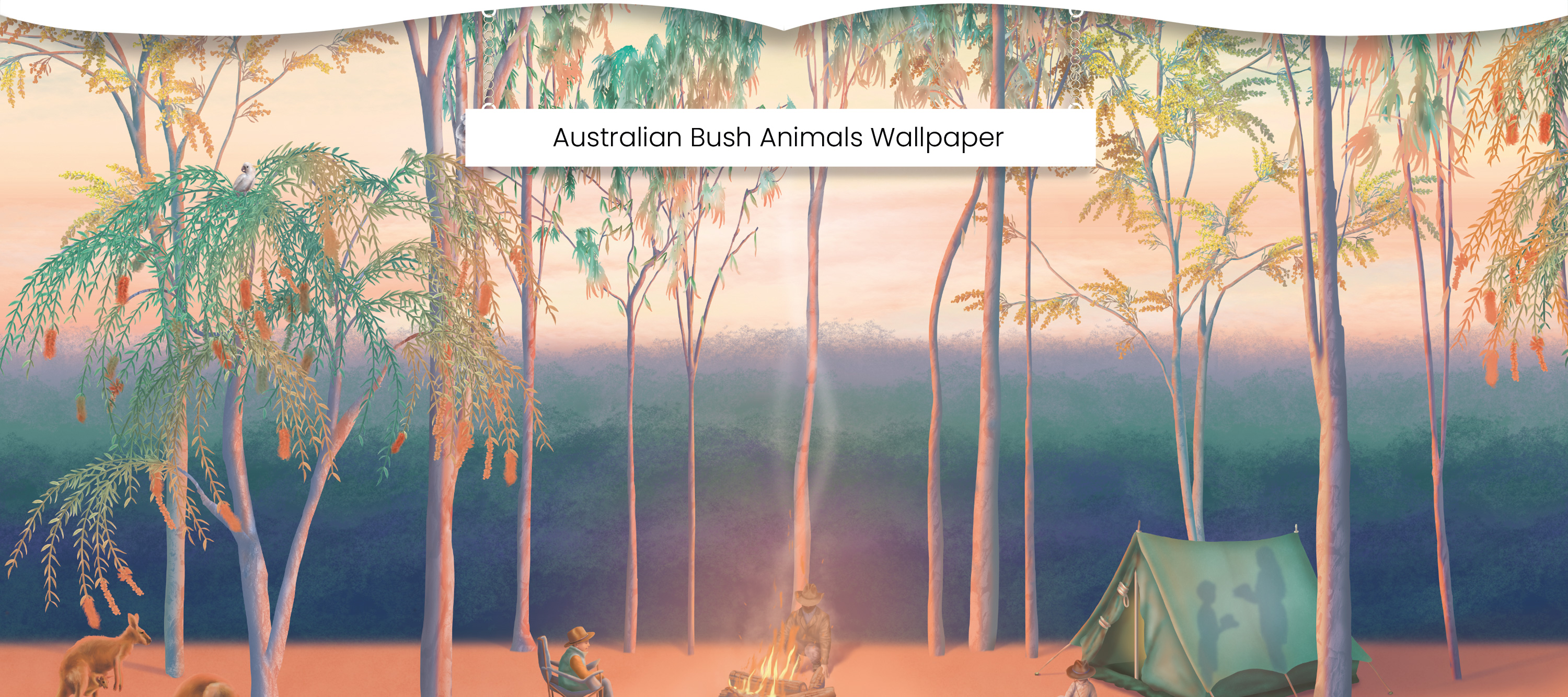 Australian bush animals kids wallpaper bedroom nursery