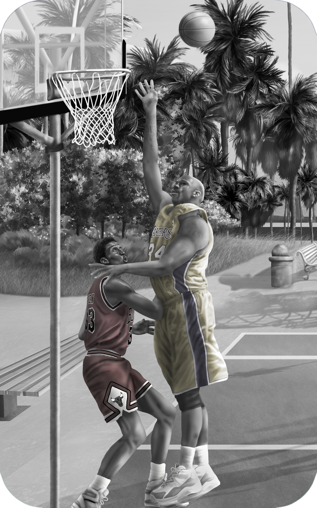 Los Angeles Sports Wallpaper Wall Mural Pippen Shaq Basketball