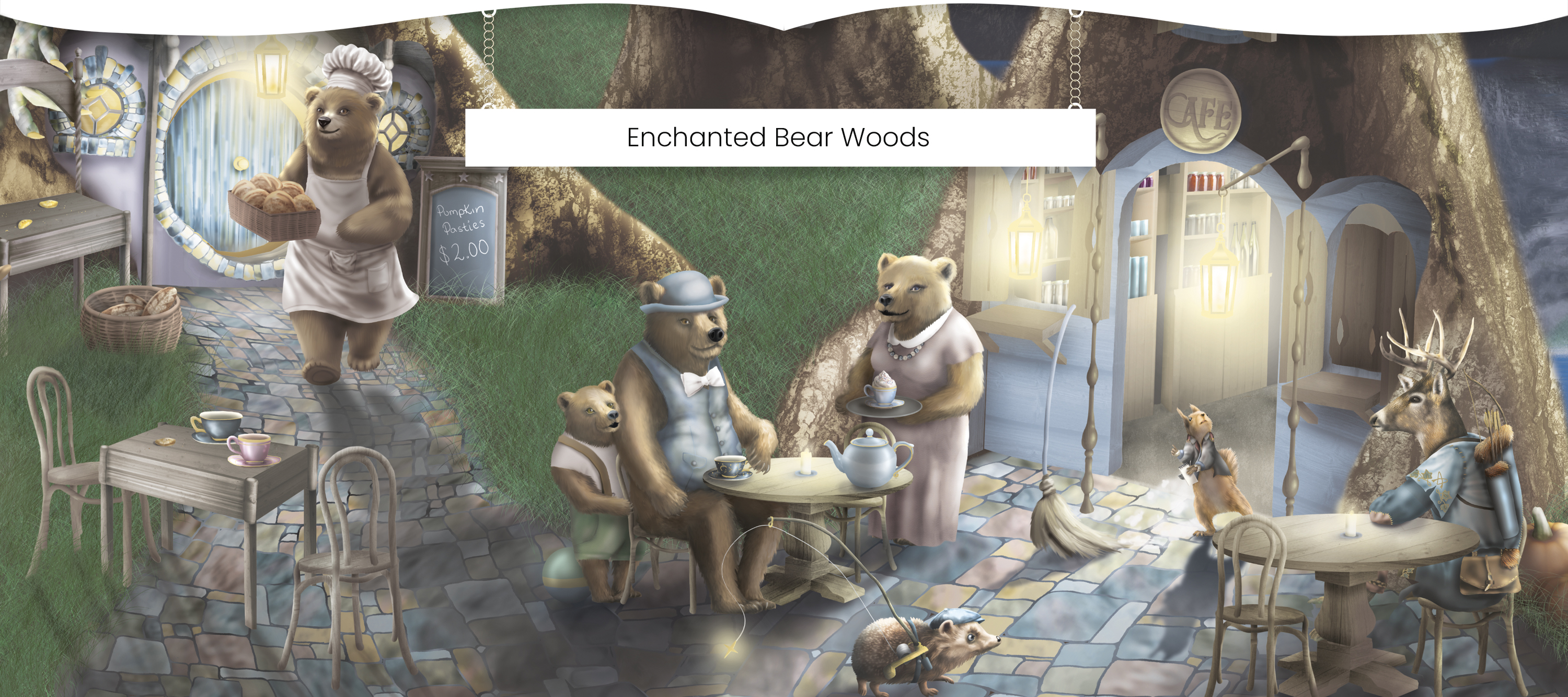 Enchanted Bear woods kids wallpaper wall mural nursery bedroom
