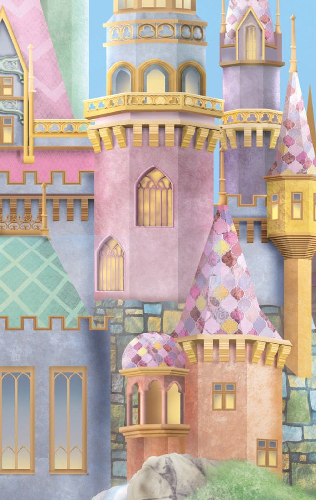 Girls wallpaper princess castle pastel mural wall art decor