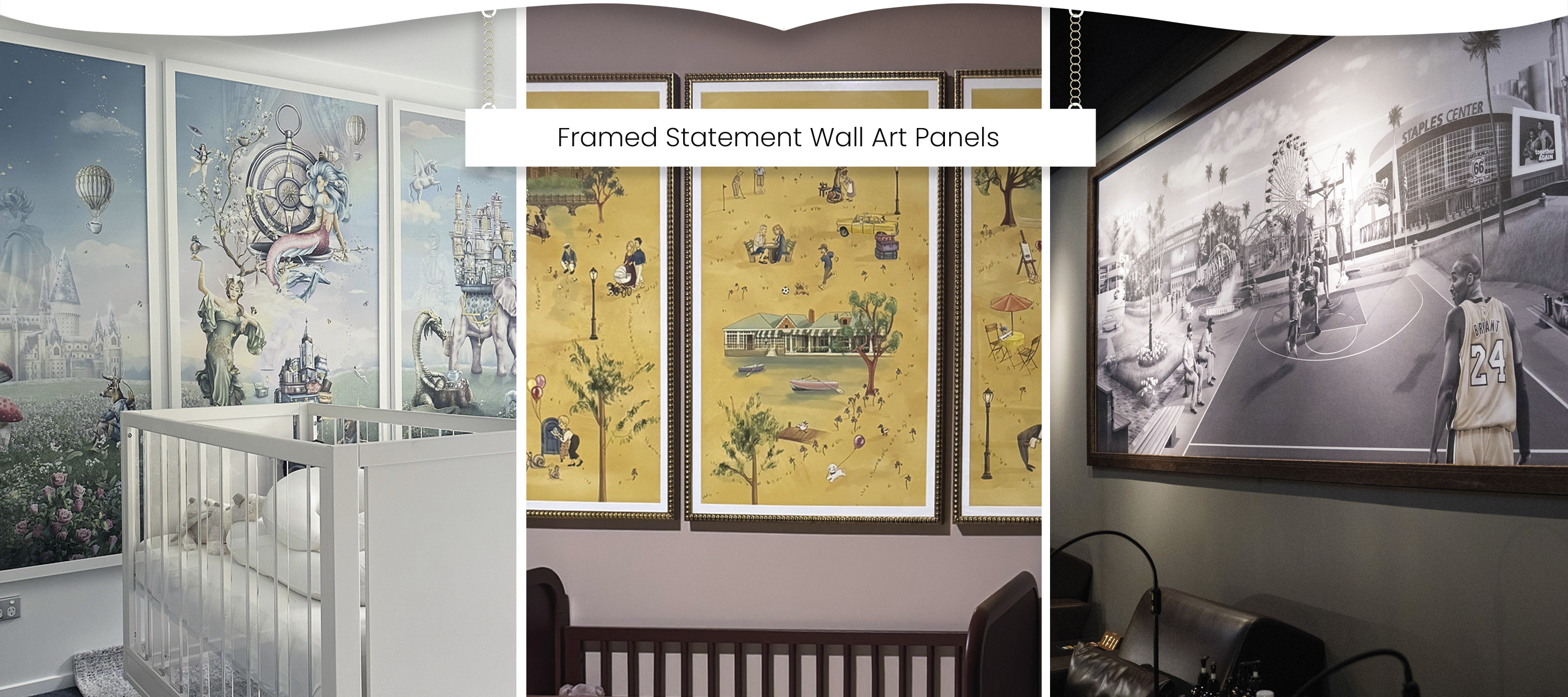 Framed Wall Art Panels Statement, wallpaper. mounted to MDF and glassless